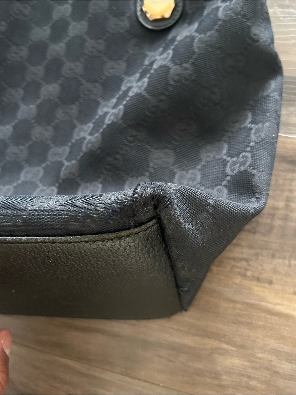 Gucci Black Monogram Canvas Tote with Gold Hardware - Picture 8 of 10
